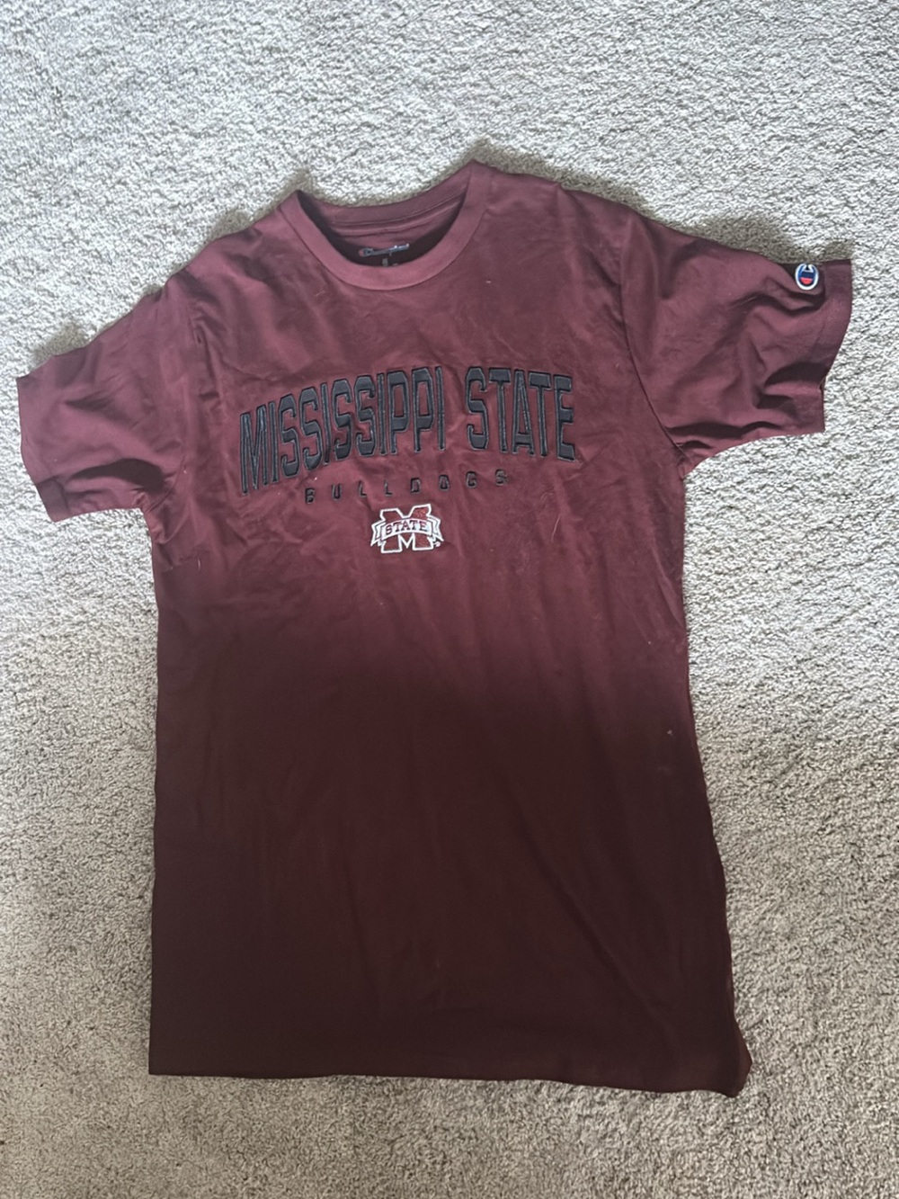 Champion Mississippi State Bulldogs burgundy t-shirt with 'MISSISSIPPI STATE' an